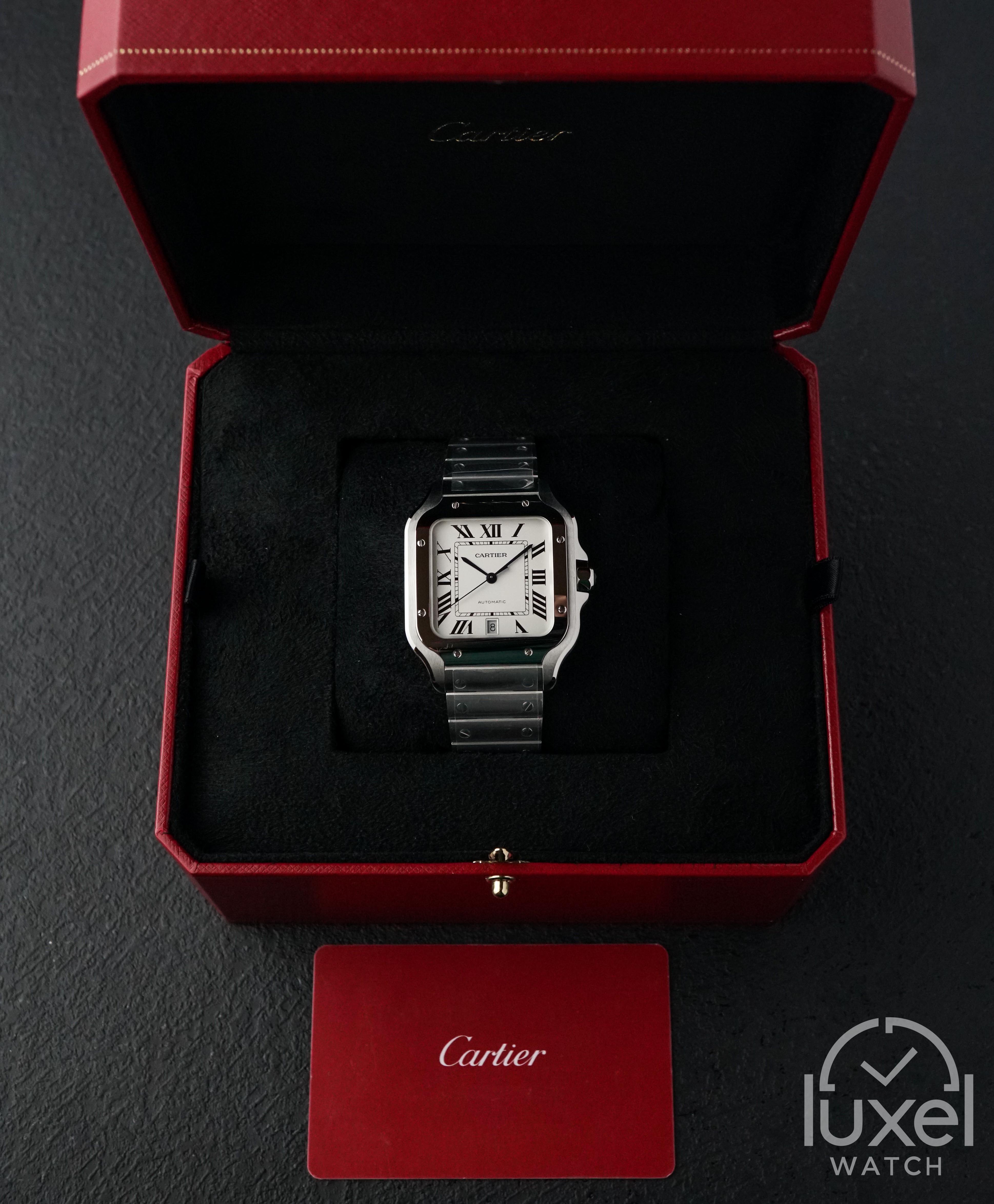 cartier De Santos L With White Dial Steel Bracelet WSSA0018