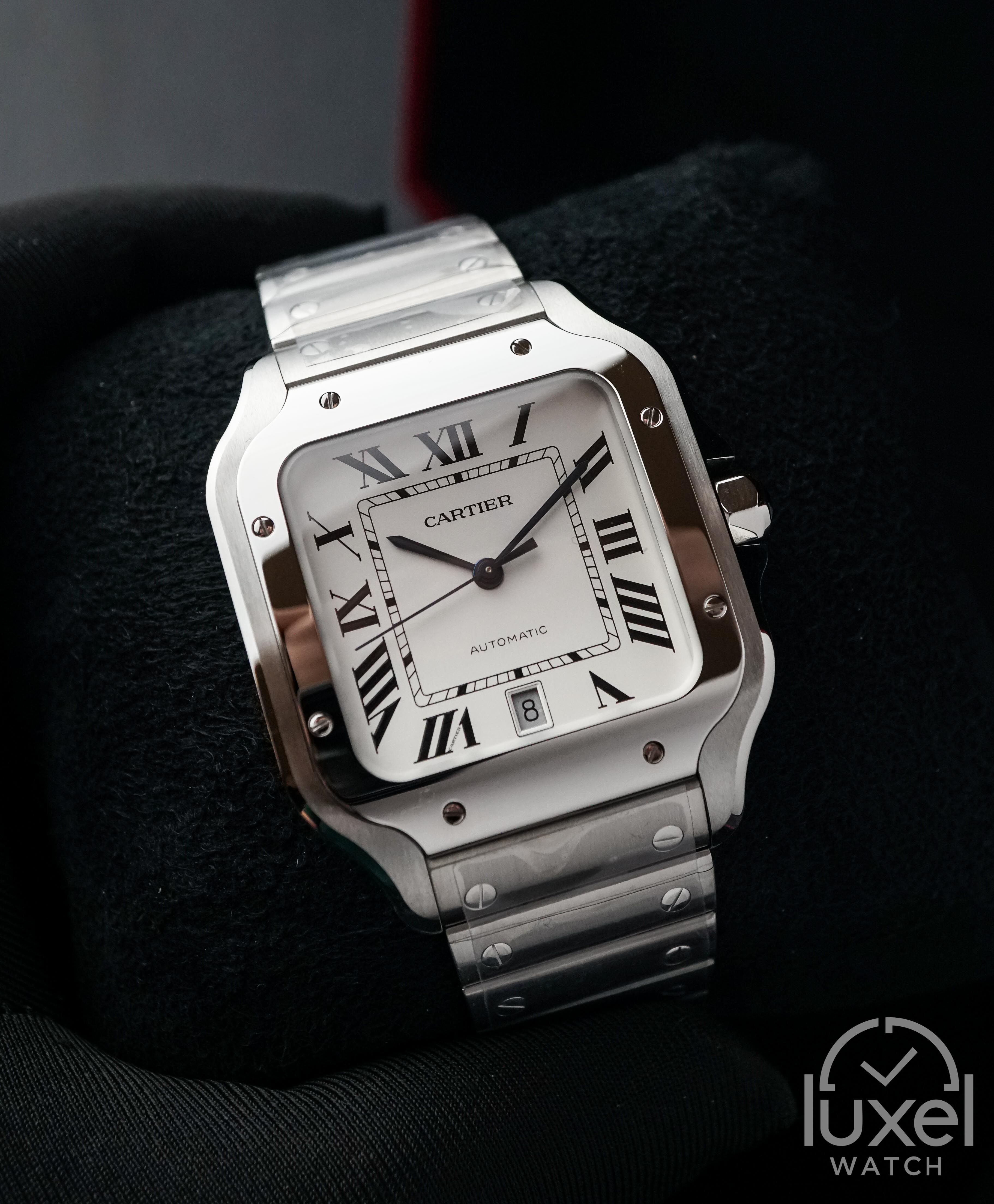 cartier De Santos L With White Dial Steel Bracelet WSSA0018