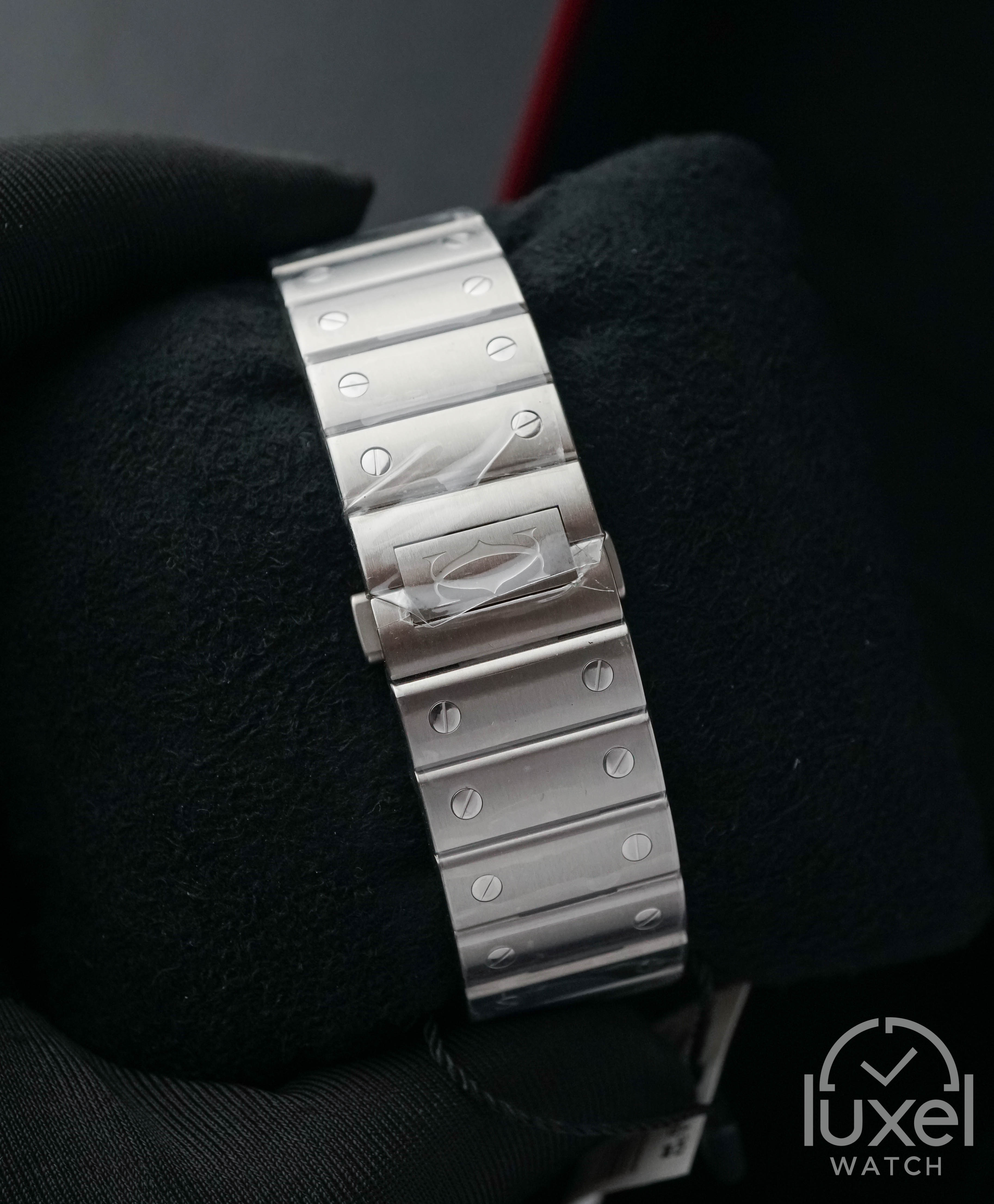 cartier De Santos L With White Dial Steel Bracelet WSSA0018