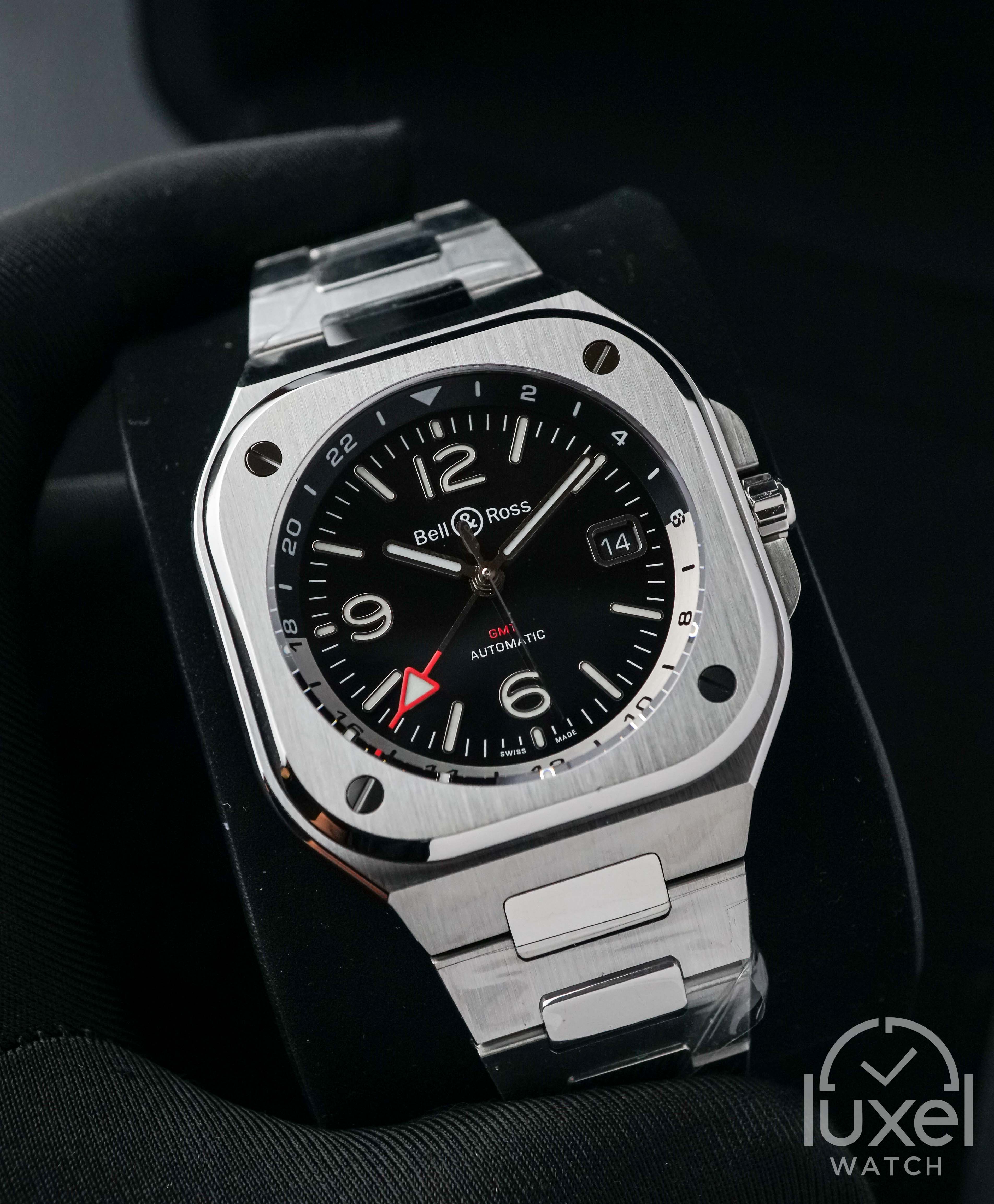 bell ross BR-05 GMT With Black Dial Steel Bracelet BR05G-BL-ST/SST