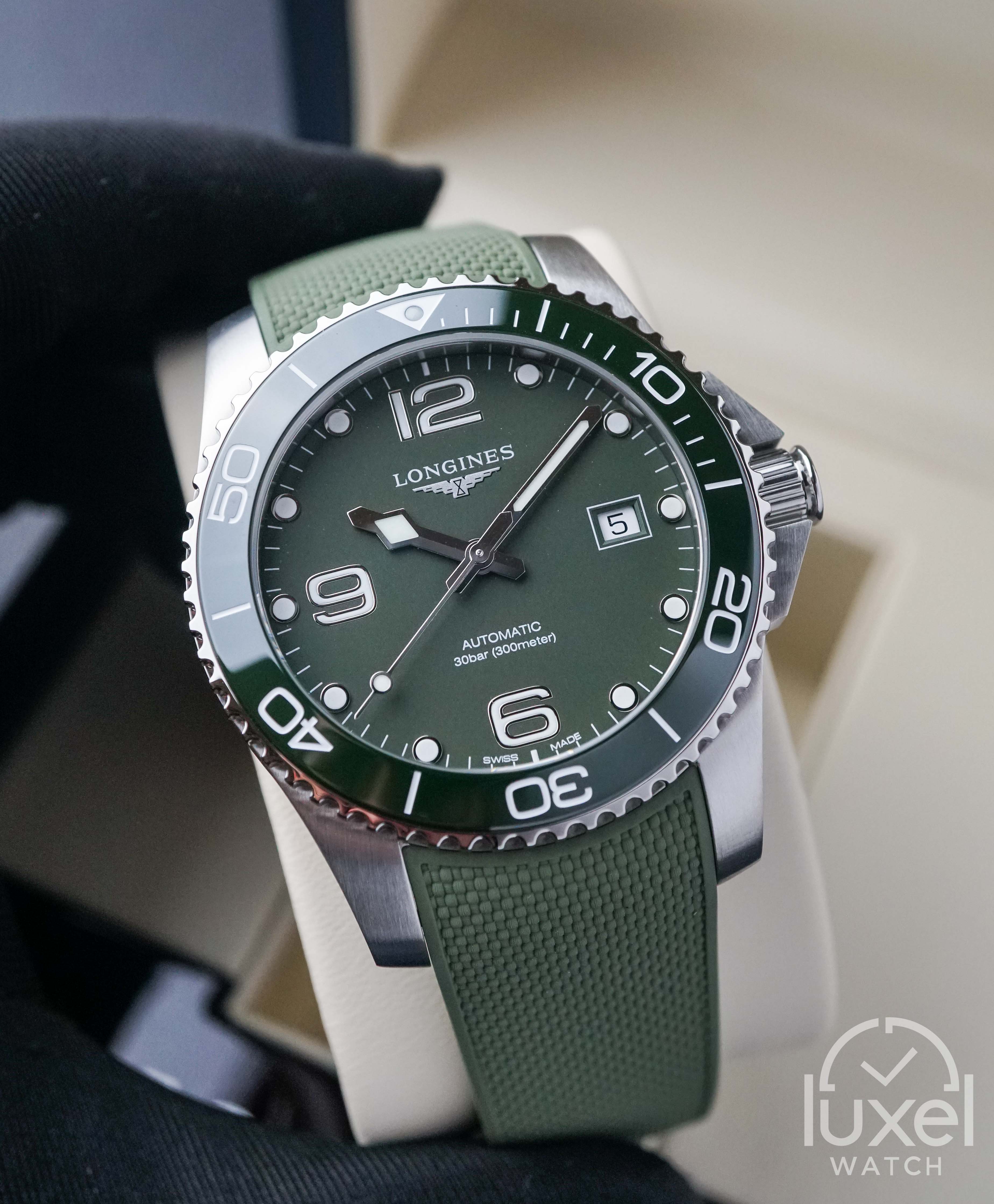 Hydroconquest With Green Matt Dial Rubber Bracelet L3.781.4.06.9