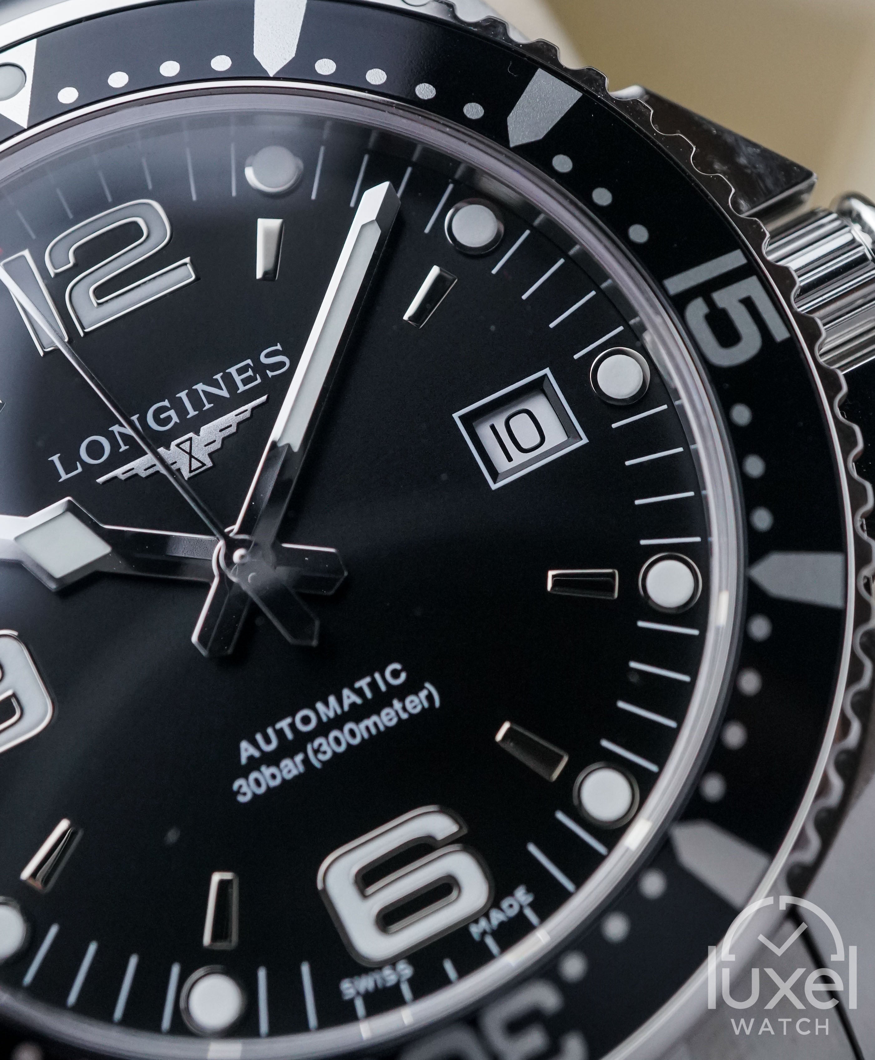 longinsa Hydroconquest With Black Dial Steel Bracelet L3.742.4.56.6