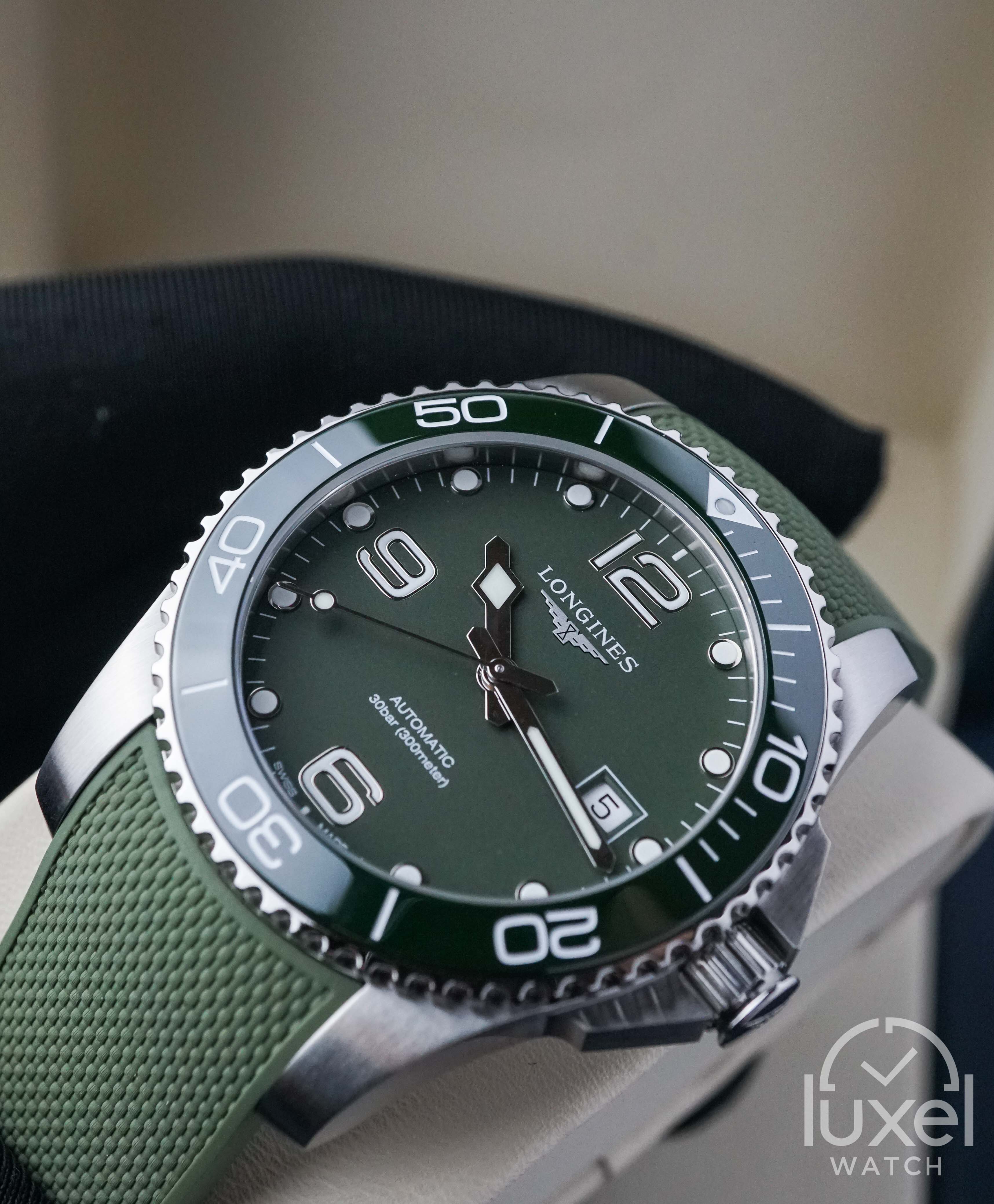 Hydroconquest With Green Matt Dial Rubber Bracelet L3.781.4.06.9