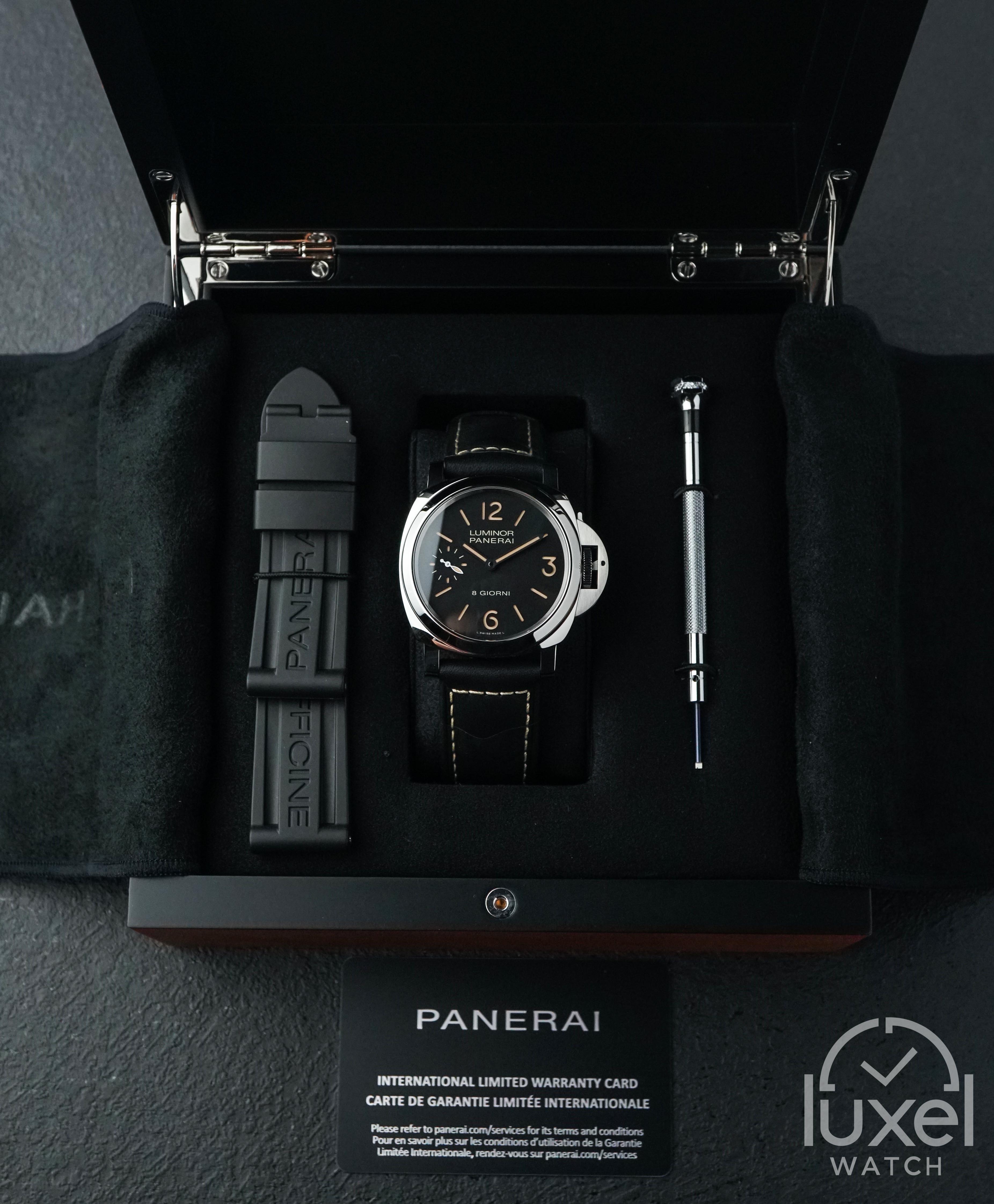 panerai Luminor Base-8 Giorni (8 Days) With Black Dial Leather Rubber Strap PAM915