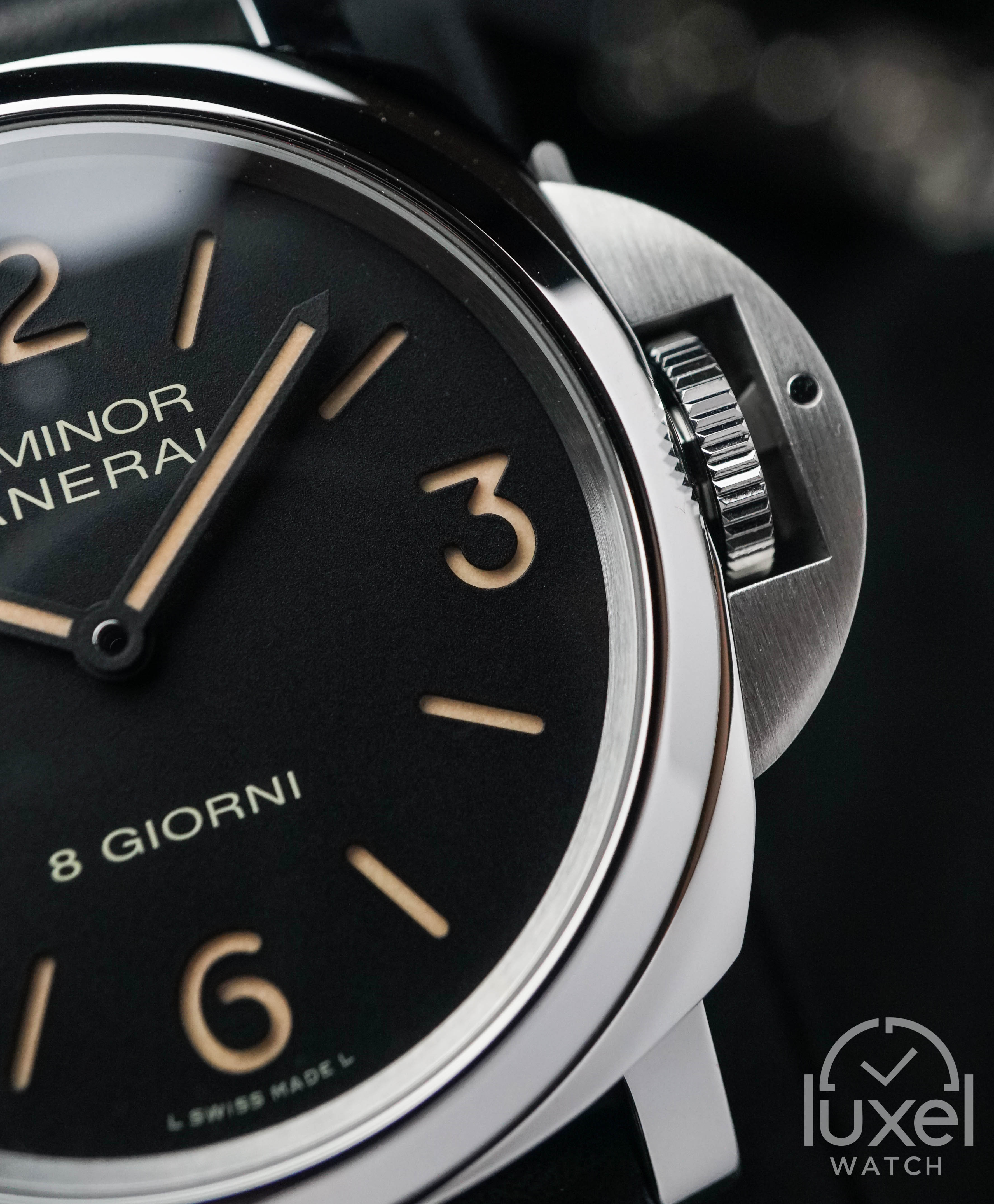 panerai Luminor Base-8 Giorni (8 Days) With Black Dial Leather Rubber Strap PAM915