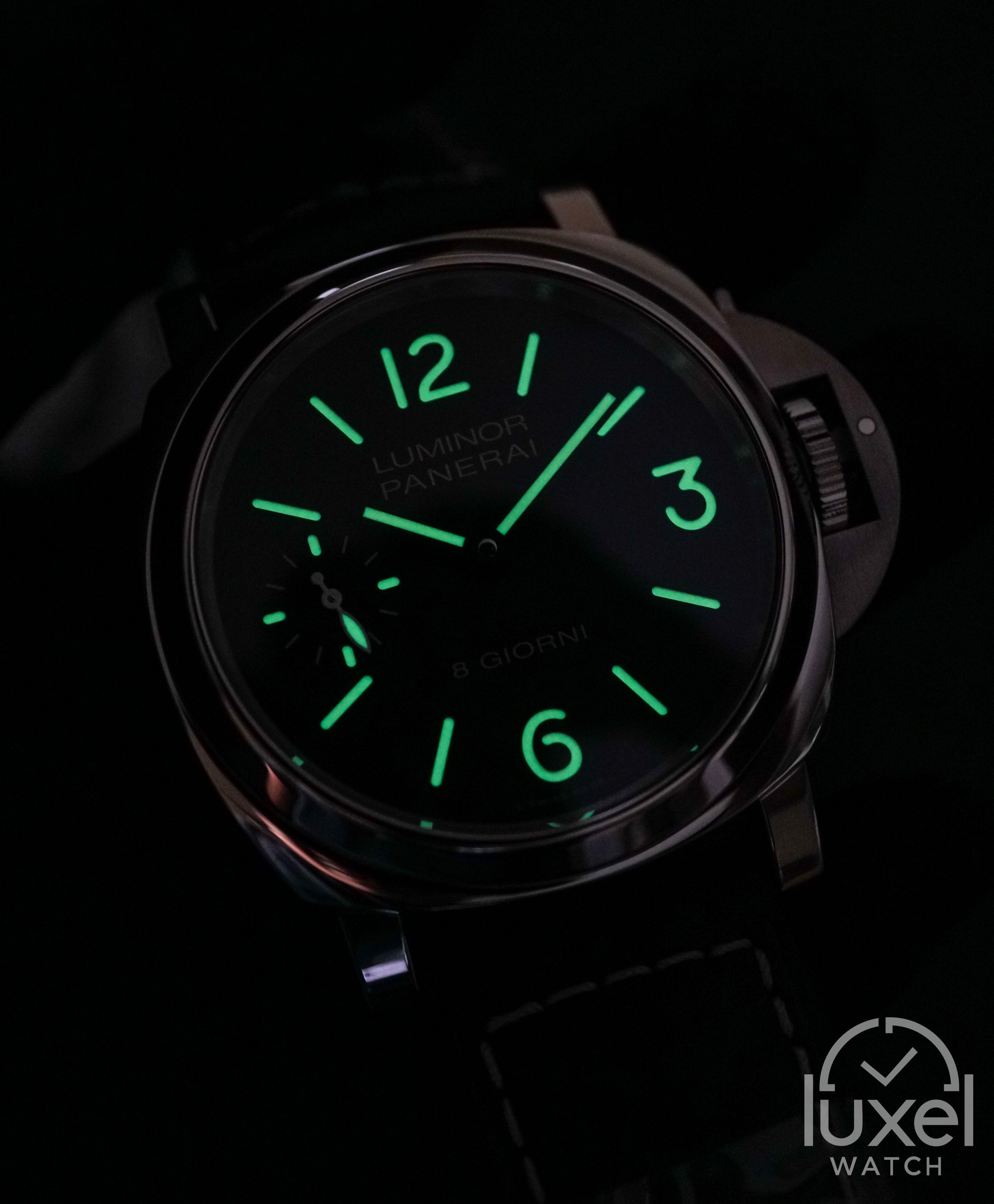 panerai Luminor Base-8 Giorni (8 Days) With Black Dial Leather Rubber Strap PAM915