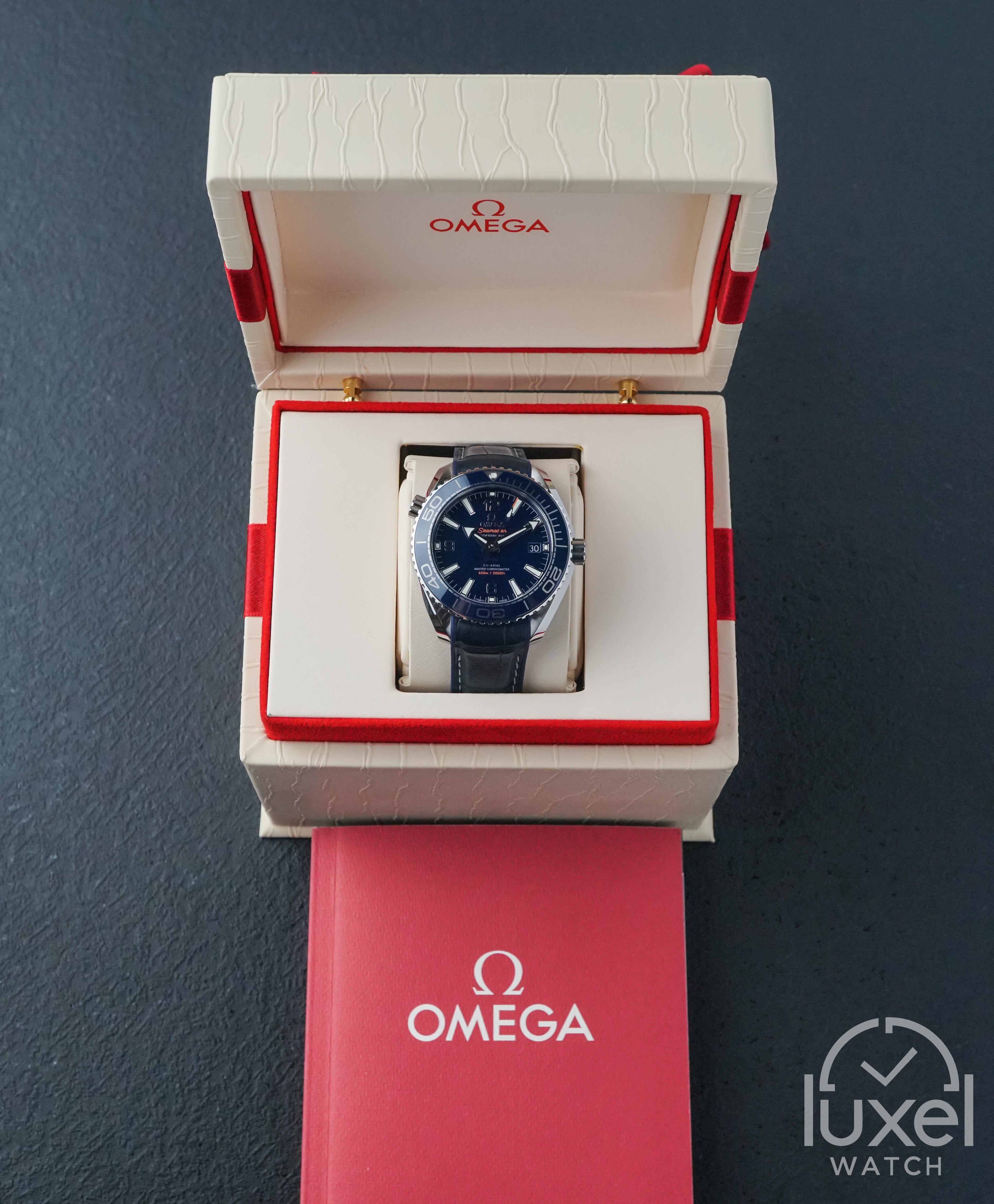 omega Seamaster Planet Ocean With Blue Dial Leather Strap 600M 215.33.40.20.03.001