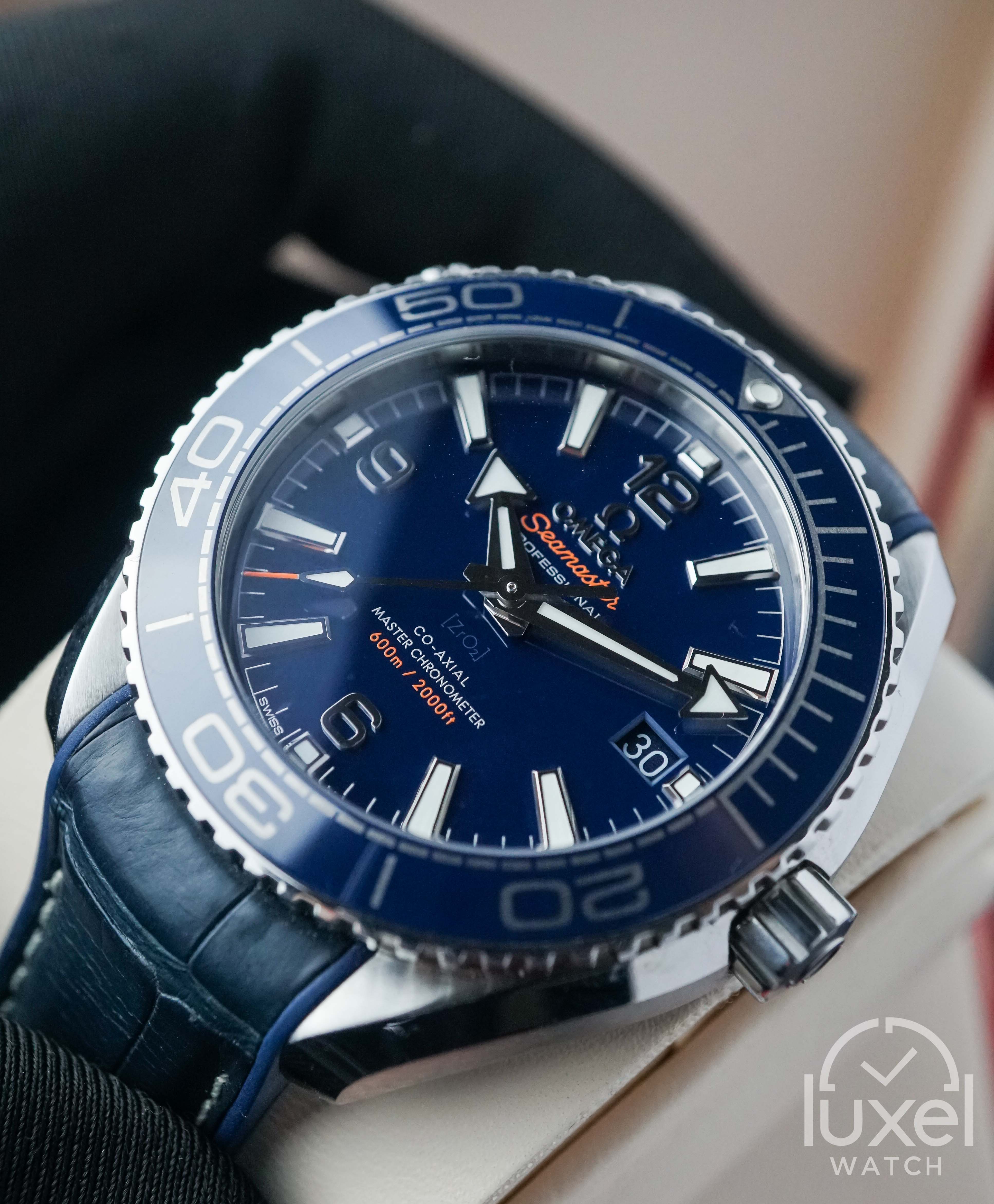 omega Seamaster Planet Ocean With Blue Dial Leather Strap 600M 215.33.40.20.03.001