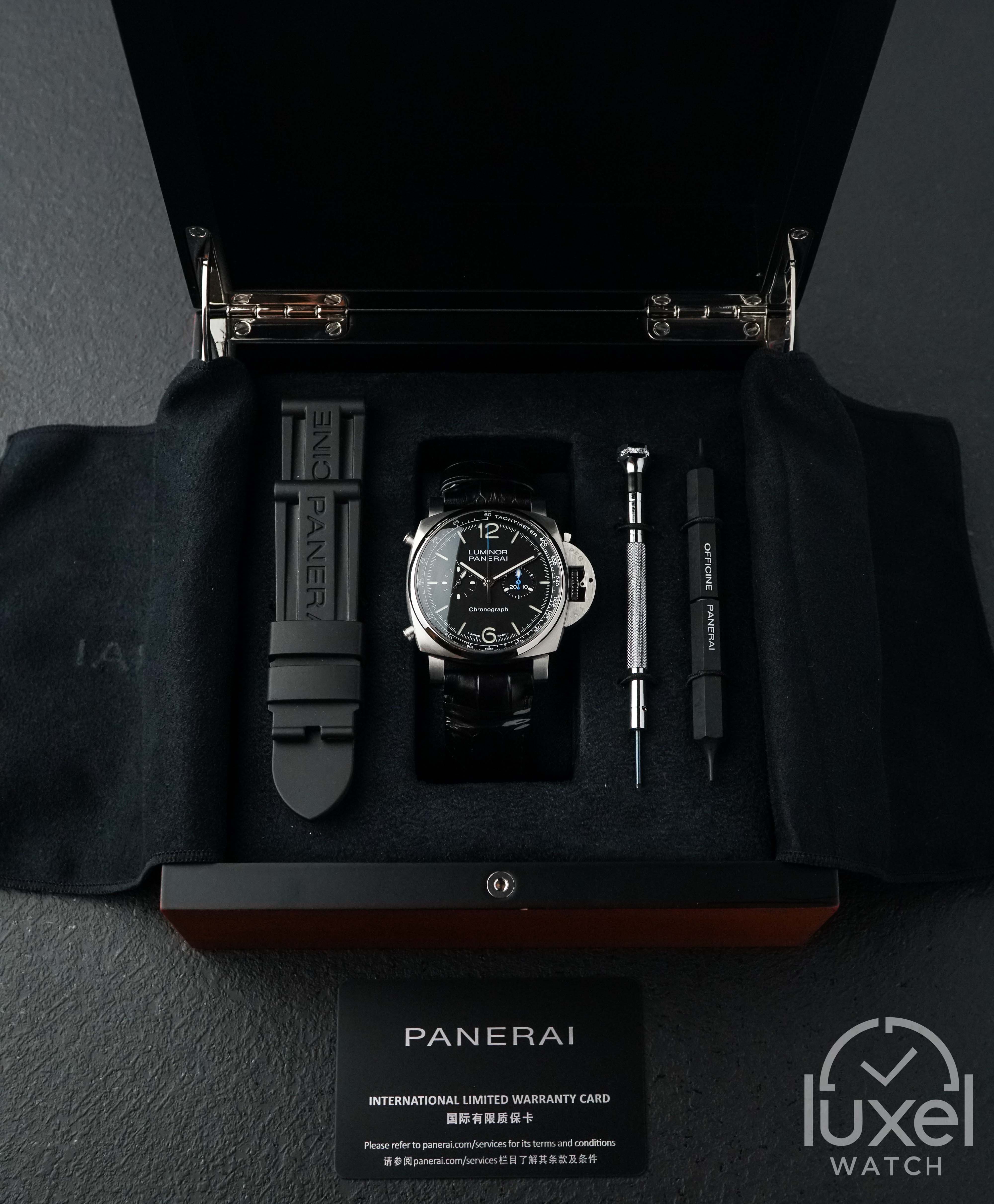 Panerai Luminor Chronograph With Black Dial Leather Strap PAM1109