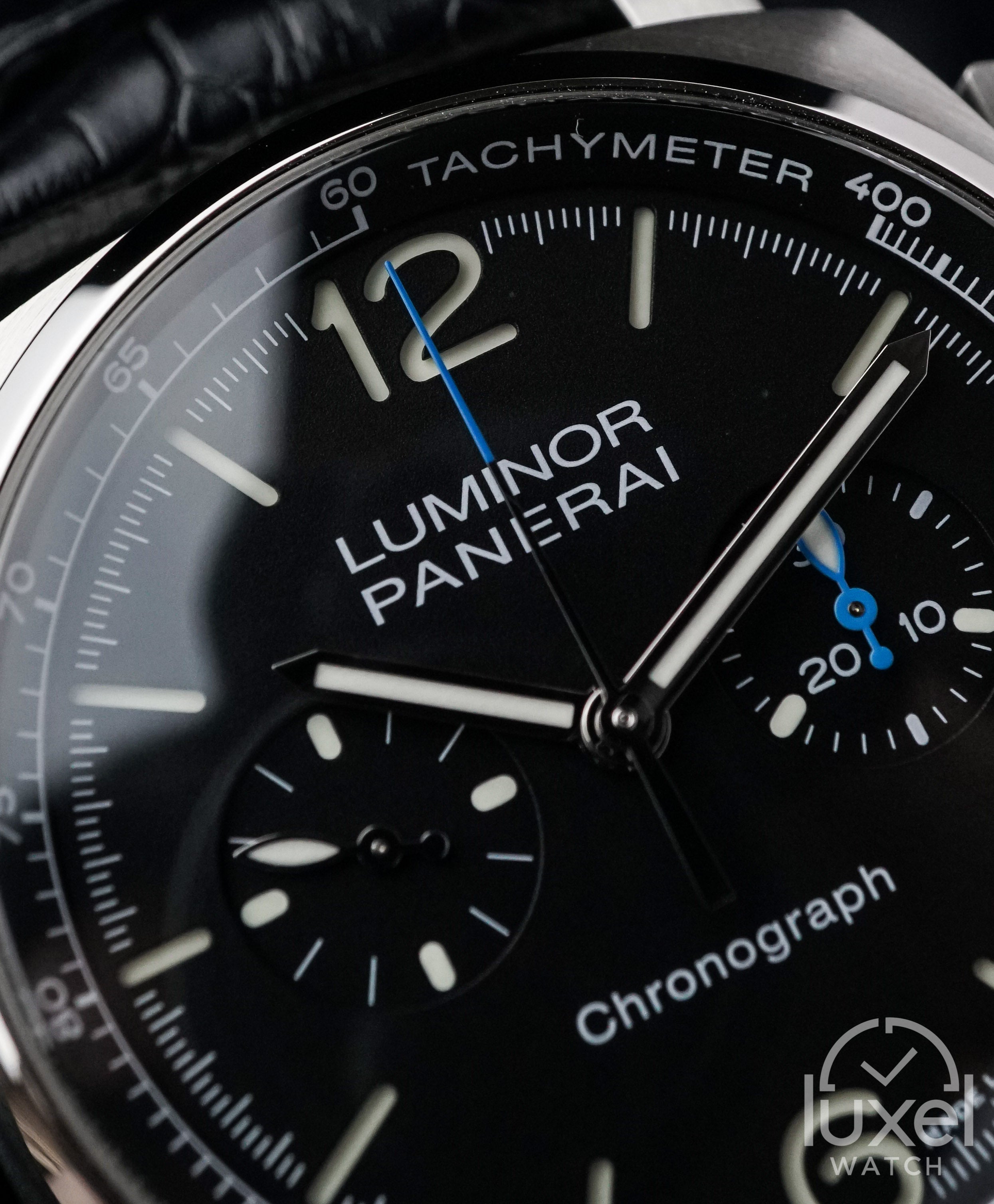 Panerai Luminor Chronograph With Black Dial Leather Strap PAM1109