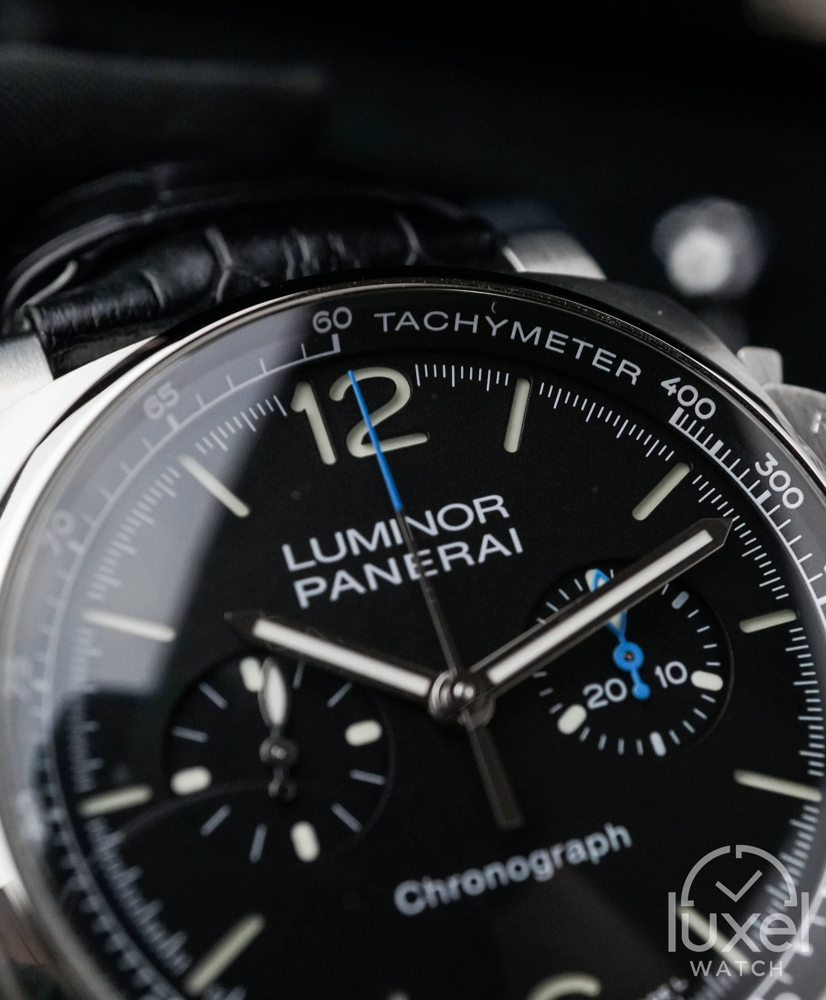 Panerai Luminor Chronograph With Black Dial Leather Strap PAM1109