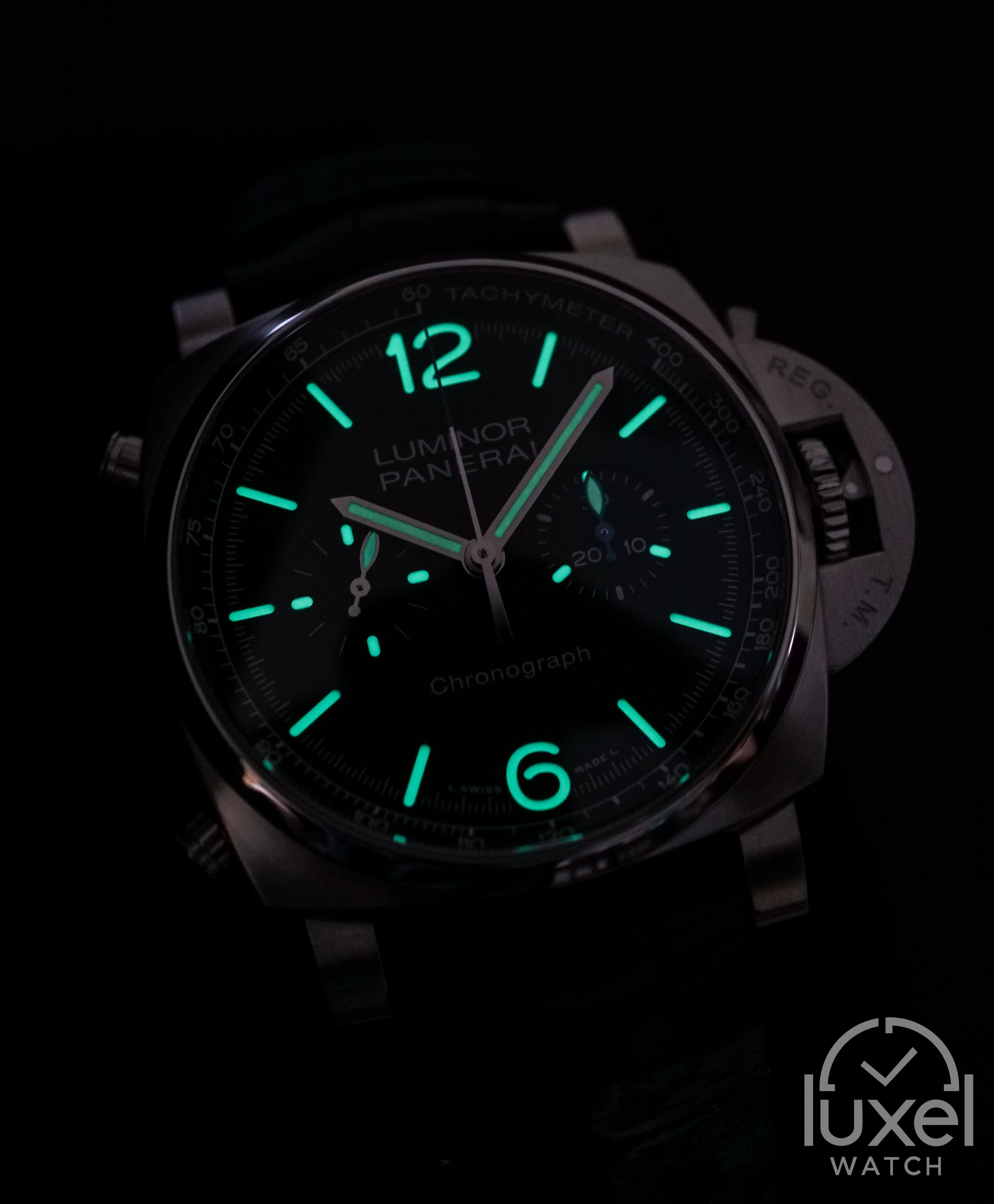 Panerai Luminor Chronograph With Black Dial Leather Strap PAM1109